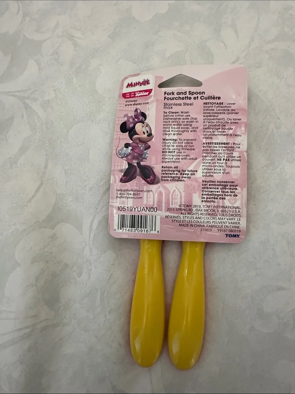 Disney Minnie Kids Fork & Spoon Set in Pink and Yellow